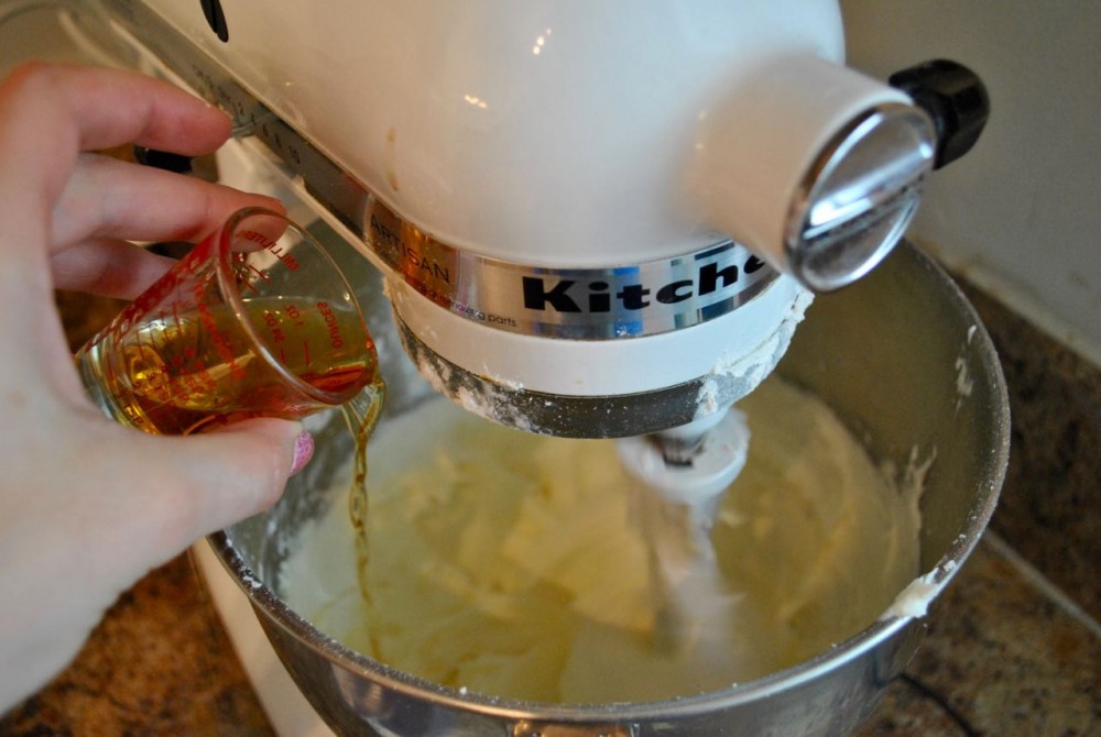 Adding whiskey- Slainte! Irish Chocolate Guinness Potato Cake with Wiskey Buttercream