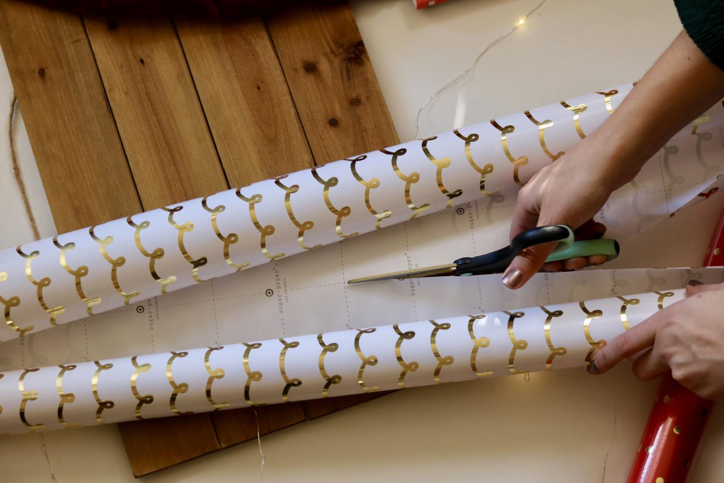 cutting wrapping paper